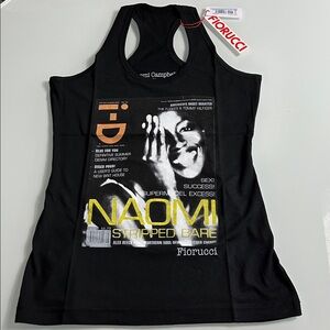 Fiorucci Naomi Campbell Graphic Racerback Tank NWT Made in Italy Multiple Sizes
